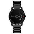 SKMEI 1260 Fashion Creative Pointer 30m Waterproof Quartz Wrist Watch with Stainless Steel Watchband Black