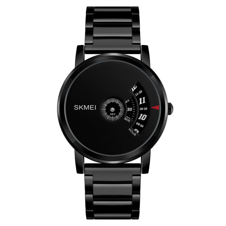SKMEI 1260 Fashion Creative Pointer 30m Waterproof Quartz Wrist Watch with Stainless Steel Watchband Black