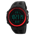 SKMEI 1251 Men Fashionable Outdoor 50m Waterproof Sports Watch Digital Watch with PU Watchband Black Red