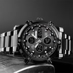 SKMEI 1389 Multifunctional Men Business Digital Watch 30m Waterproof Large Dial Wrist Watch with Stainless Steel Watchband , 1389 Black, 1389 Blue, 1389 Silver