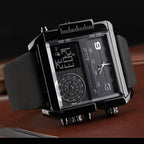 SKMEI 1391 Multifunctional Men Business Digital Watch 30m Waterproof Square Dial Wrist Watch with Leather Watchband