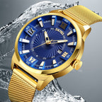 SKMEI 9166 Fashion Men Business Watch 30m Waterproof Metal Quartz Wristwatch
