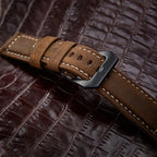 Crazy Horse Layer Frosted Silver Buckle Watch Leather Watch Band, Size: 22mm