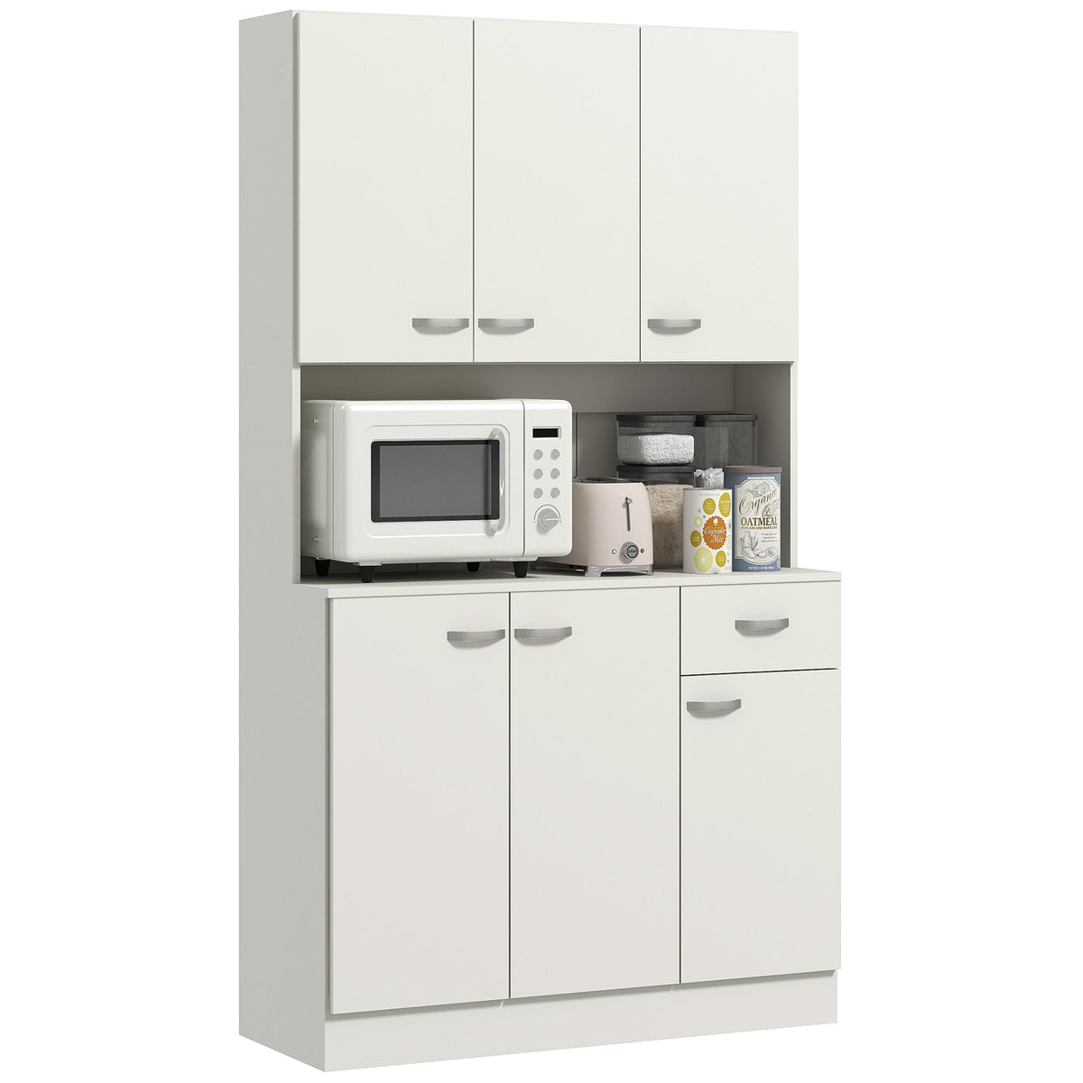 Freestanding Kitchen Cupboard, Storage Cabinet with Doors Cream White
