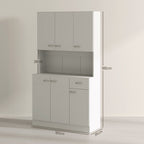 Freestanding Kitchen Cupboard, Storage Cabinet with Doors Cream White