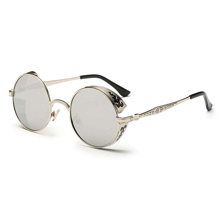 Retro Carved Round Sunglasses, Sunglasses#Tyrant gold box gold, Sunglasses#Gold frame gray sheet, Sunglasses#Gold frame red film, Sunglasses#silver frame ice blue, Sunglasses#silver frame gray sheet, Sunglasses#silver frame white mercury               ...