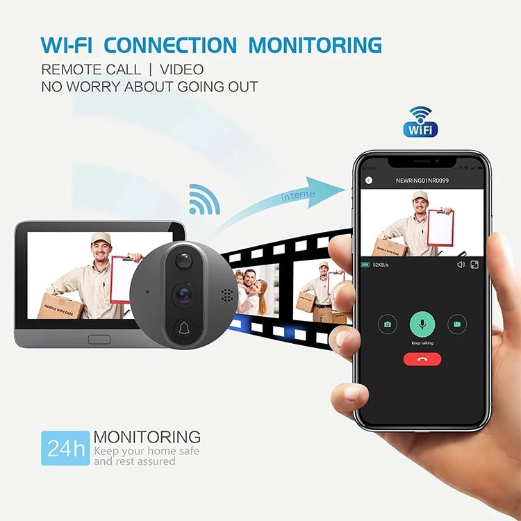 R9 4.3 inch WiFi Smart Video Visual Electronic Peephole Doorbell, R9 – Durable Build, Easy to Use