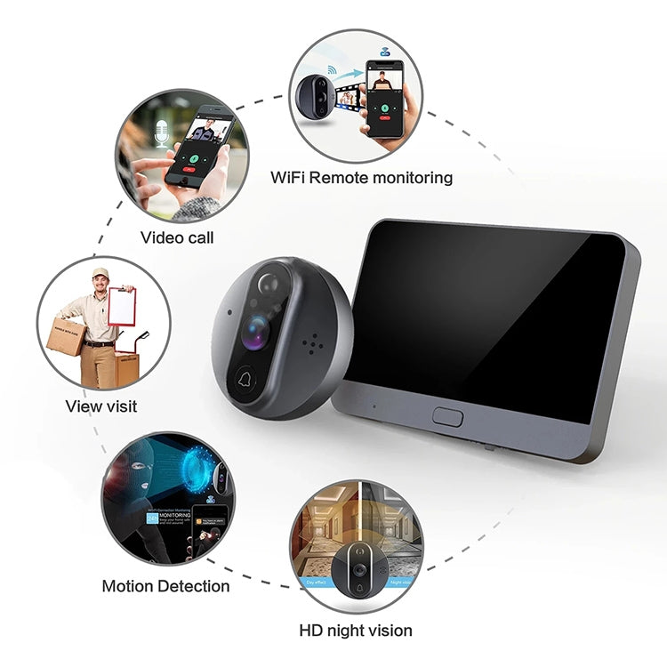 R9 4.3 inch WiFi Smart Video Visual Electronic Peephole Doorbell, R9 – Durable Build, Easy to Use