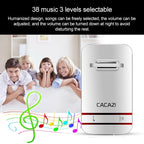 CACAZI V027G One Button Three Receivers Self-Powered Wireless Home Kinetic Electronic Doorbell, UK Plug, 1 Button 3 Receivers