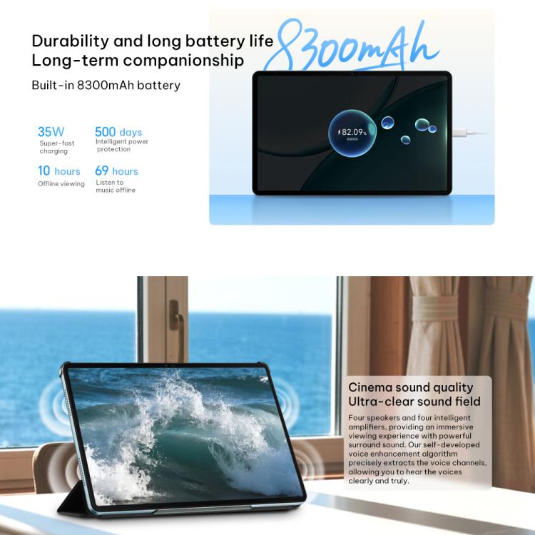 Honor Pad X10 Pro WiFi Tablet PC, 11.5 inch 8GB+256GB MagicOS 9.0 Qualcomm Snapdragon 685 Octa Core, 8GB+256GB