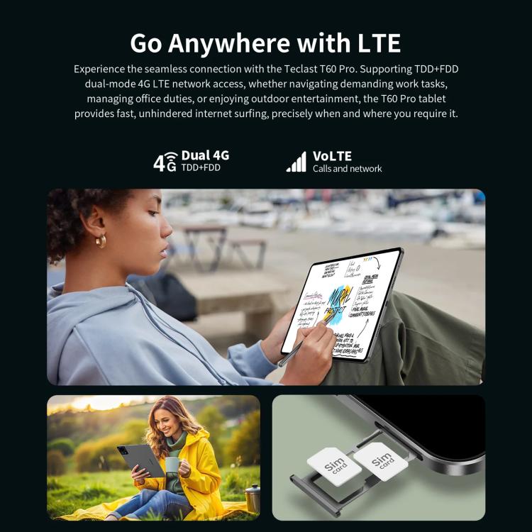 Teclast T60 Pro 4G LTE Tablet PC, 8GB+128GB, 12 inch Android 15 MediaTek Helio G99 Octa Core, Support Dual SIM, T60 Pro – Durable Build, Easy to Use