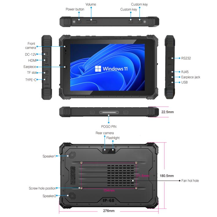 CENAVA W10Y IP68 Rugged Tablet PC, 8GB+128GB, 10.1 inch Windows 11 Intel Core i5-10210Y Quad Core, EU Plug, W10Y – Card Slot, Bluetooth