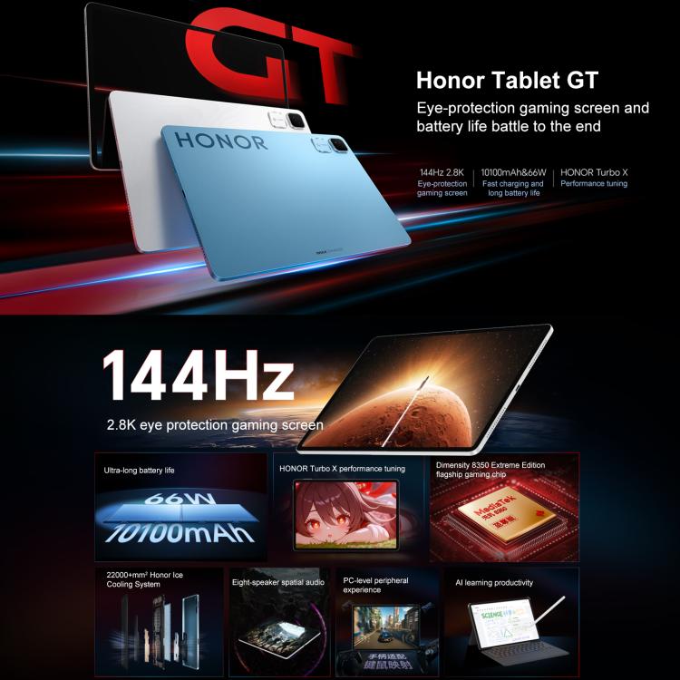 Honor Pad GT WiFi Tablet PC, 11.5 inch 12GB+512GB MagicOS 9.0 Dimensity 8350 Ultra Octa Core, 12GB+512GB