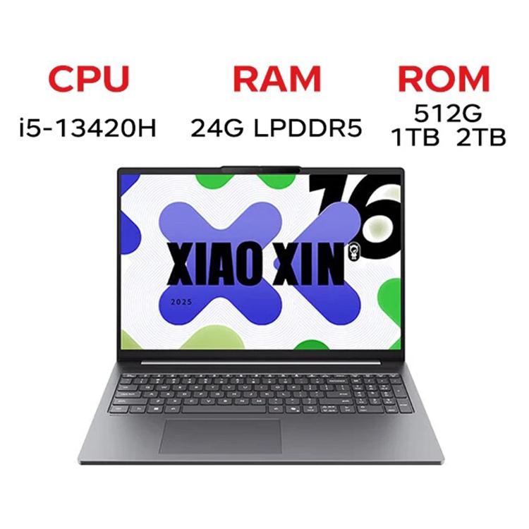 Lenovo XiaoXin 16 2025 Laptop, 16 inch, 24GB+512GB, Windows 11, Intel Core i5-13420H 8-Core, US Plug, XiaoXin 16 2025 – Bluetooth