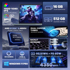 G16 Air 15.6 inch Gaming Laptop, 16GB+512GB, Windows 11 Pro AMD Ryzen 9 4950U Octa Core, US Plug, 16GB+512GB