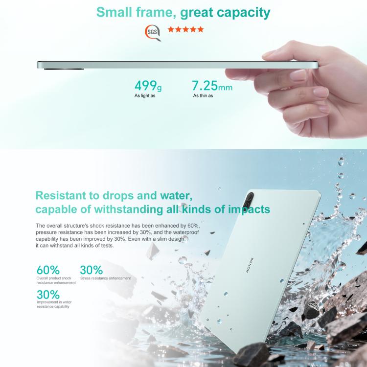 Honor Pad X10 WiFi Tablet PC, 11 inch 8GB+256GB MagicOS 9.0 Qualcomm Snapdragon 680 Octa Core, 8GB+256GB