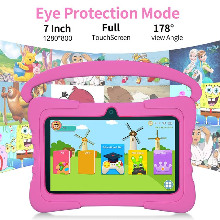 BDF K3 7 inch WiFi Kids Tablet PC with Silicone Case, 2GB+32GB, Android 8.1 MTK6735 Quad Core CPU, US Plug, 4GB+64GB