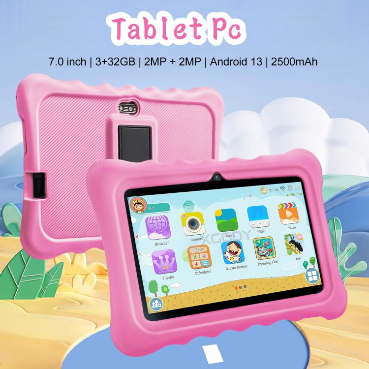 BDF T7 7 inch WiFi Kids Tablet PC with Silicone Case, 1GB+16GB, Android 8.1 MTK6735 Quad Core CPU, US Plug, 3GB+32GB