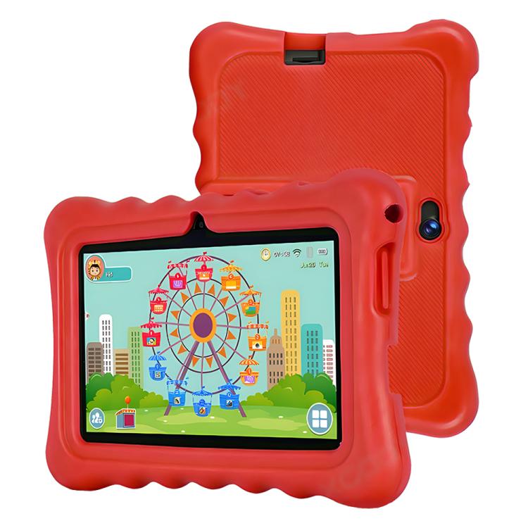 BDF T7 7 inch WiFi Kids Tablet PC with Silicone Case, 2GB+32GB, Android 8.1 MTK6735 Quad Core CPU, US Plug, 4GB+64GB – Card Slot 4GB+64GB Red