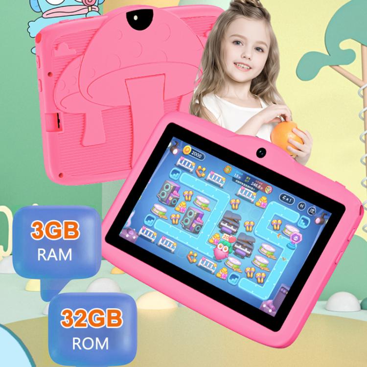 BDF 7 inch WiFi Kids Tablet PC with Mushroom Silicone Case, 1GB+16GB, Android 8.1 MTK6735 Quad Core CPU, US Plug, 3GB+32GB