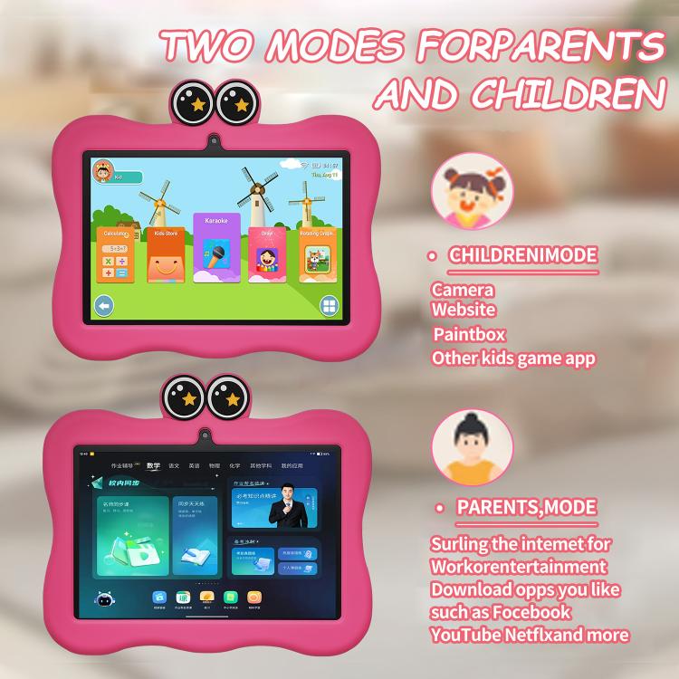 BDF 7 inch WiFi Kids Tablet PC with Crab Silicone Case, 1GB+16GB, Android 8.1 MTK6735 Quad Core CPU, US Plug, 3GB+32GB – Card Slot