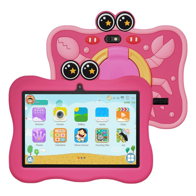 BDF 7 inch WiFi Kids Tablet PC with Crab Silicone Case, 2GB+32GB, Android 8.1 MTK6735 Quad Core CPU, US Plug, 4GB+64GB – Card Slot 4GB+64GB Pink