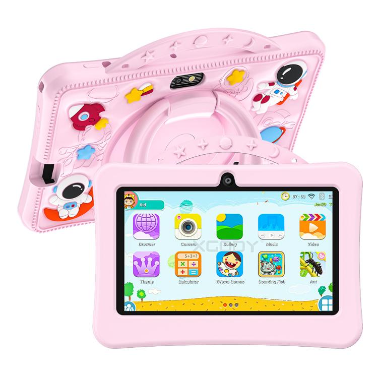 BDF 7 inch WiFi Kids Tablet PC with Portable Astronaut Silicone Case, 1GB+16GB, Android 8.1 MTK6735 Quad Core CPU, US Plug, 3GB+32GB 3GB+32GB Pink