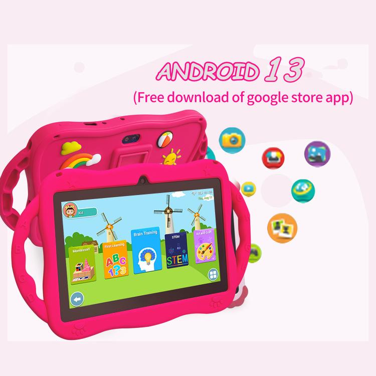 BDF 7 inch WiFi Kids Tablet PC with Giraffe Silicone Case, 1GB+16GB, Android 8.1 MTK6735 Quad Core CPU, US Plug, 3GB+32GB – Card Slot