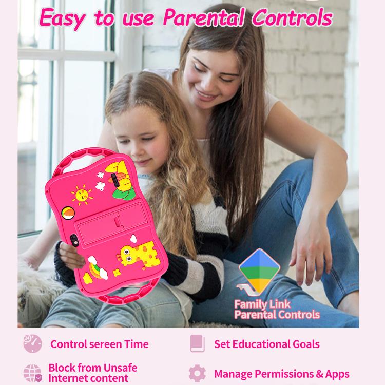 BDF 7 inch WiFi Kids Tablet PC with Giraffe Silicone Case, 1GB+16GB, Android 8.1 MTK6735 Quad Core CPU, US Plug, 3GB+32GB – Card Slot