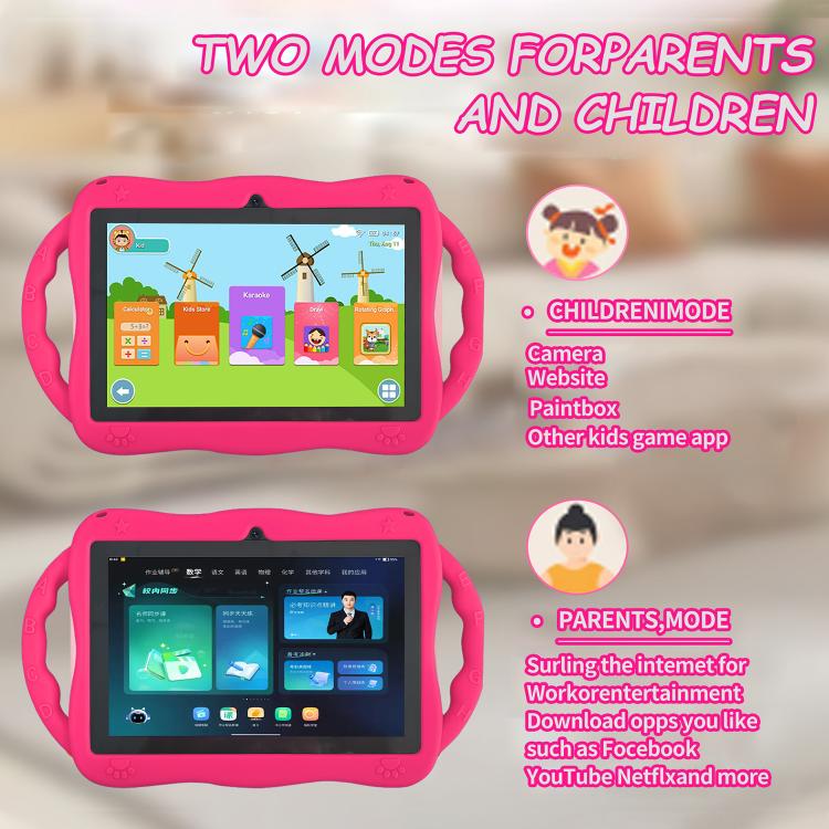 BDF 7 inch WiFi Kids Tablet PC with Giraffe Silicone Case, 1GB+16GB, Android 8.1 MTK6735 Quad Core CPU, US Plug, 3GB+32GB – Card Slot