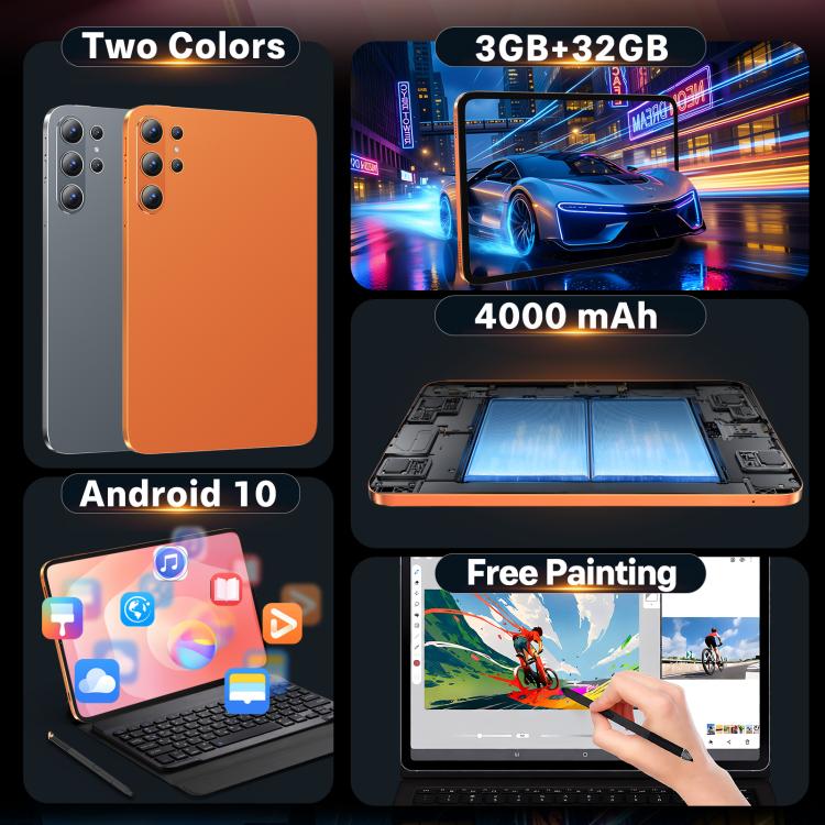 S26 Ultra 10.1 inch WiFi Tablet PC, 3GB+32GB, Android 10 MTK6750 Octa Core, EU Plug, EU Plug