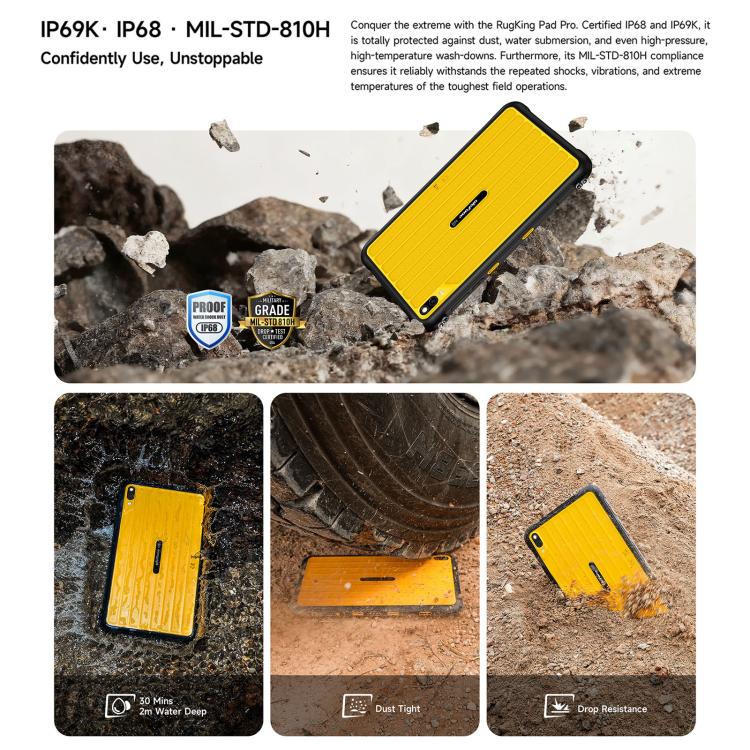 Ulefone Rugking Pad Pro Rugged Tablet PC, 8GB+128GB, 8.68 inch Android 16 Unisoc T7250 Octa Core 4G Network, EU Plug – Magnetic, Card Slot, Bluetooth