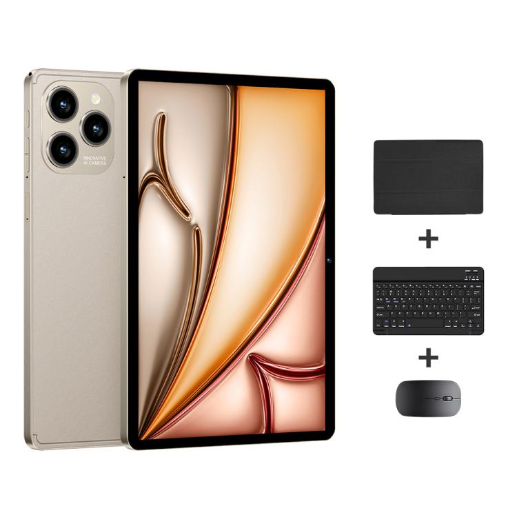 Pad 8 Pro 10.1 inch 4G LTE Tablet PC Combo Set, 4GB+32GB, Android 10 MT6755 Octa Core, with Keyboard / Mouse / Leather Case, US Plug, US Plug – Leather, Fast Charging, Bluetooth US Plug Gold