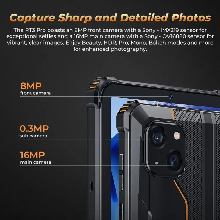 OUKITEL RT3 Pro 4G Network IP68/IP69K Rugged Tablet, 4GB+128GB, 8.0 inch Android 14 MediaTek G81 Octa-Core Support Dual SIM, EU Plug, RT3 Pro 4GB+128GB – Bluetooth
