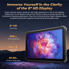 OUKITEL RT3 Pro 4G Network IP68/IP69K Rugged Tablet, 4GB+128GB, 8.0 inch Android 14 MediaTek G81 Octa-Core Support Dual SIM, EU Plug, RT3 Pro 4GB+128GB – Bluetooth