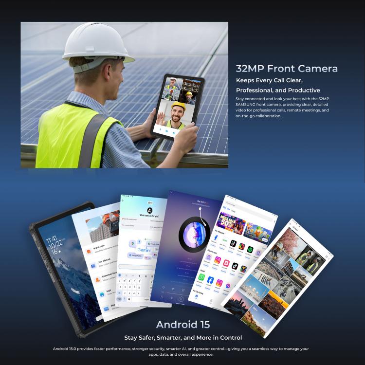 OUKITEL RT10 5G Network IP68/IP69K Rugged Tablet, 12GB+512GB, 11 inch Android 15 MTK Dimensity 7400X Support Dual SIM, EU Plug, RT10 12GB+512GB – Bluetooth