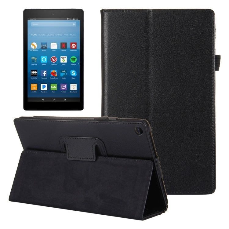 For Amazon Kindle Fire HD8 (2017) Litchi Texture Horizontal Flip Leather Case with Holder – Flip, Leather, For Kindle Fire HD8 (2017) For Kindle Fire HD8 (2017) Black