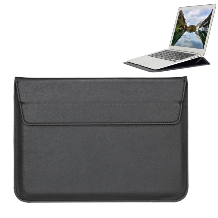 Universal Envelope Style PU Leather Case with Holder for Ultrathin Notebook Tablet PC 13.3 inch, Size: 35x25x1.5cm – Flip, Leather Black