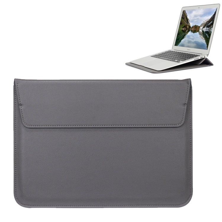 Universal Envelope Style PU Leather Case with Holder for Ultrathin Notebook Tablet PC 13.3 inch, Size: 35x25x1.5cm – Flip, Leather Grey