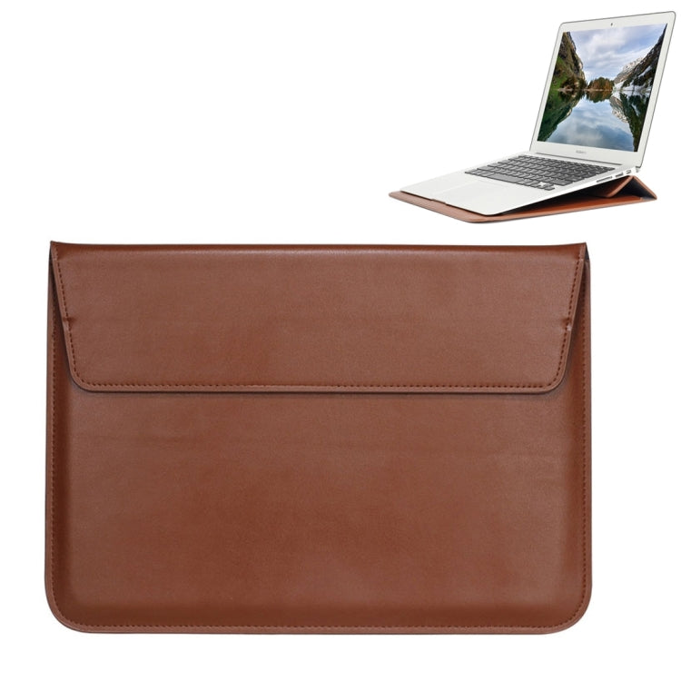 Universal Envelope Style PU Leather Case with Holder for Ultrathin Notebook Tablet PC 13.3 inch, Size: 35x25x1.5cm – Flip, Leather Brown