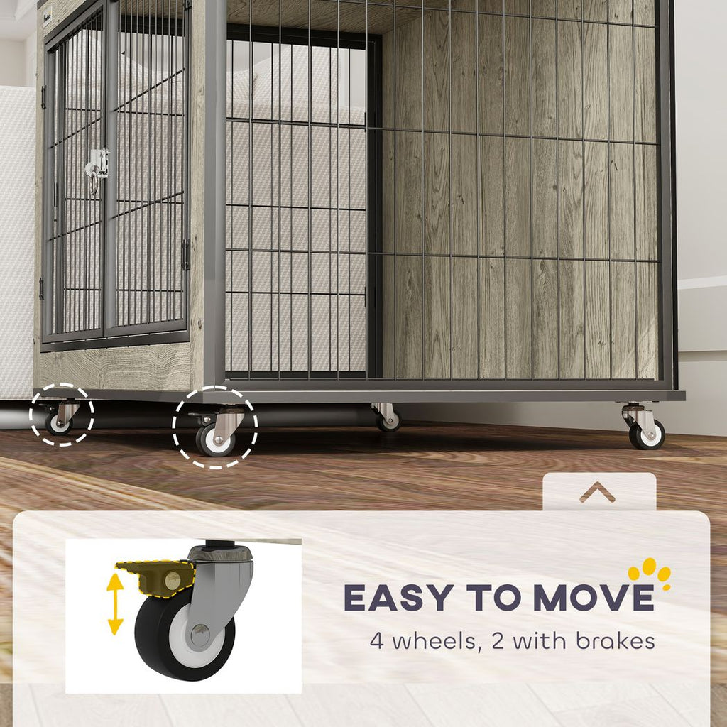 Dog Crate Furniture on Wheels, for Medium Dogs