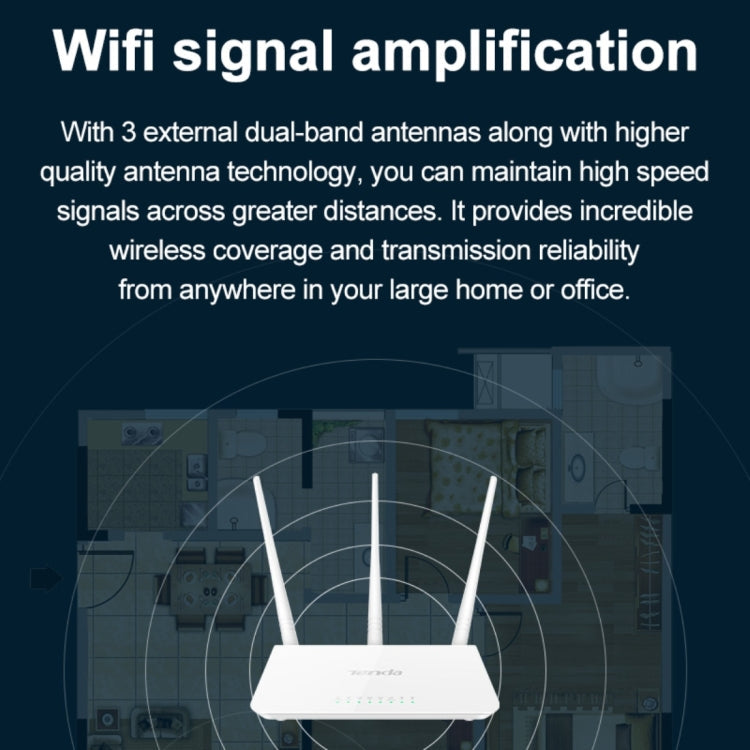 Tenda F3 Wireless 2.4GHz 300Mbps WiFi Router with 3*5dBi External Antennas, F3 – Durable Build, Easy to Use