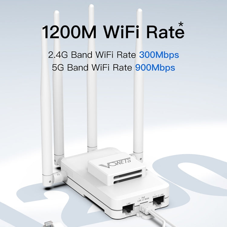 VONETS VAR1200-H 1200Mbps Wireless Bridge External Antenna Dual-Band WiFi Repeater, With 4 Antennas + DC Adapter Set, VAR1200-H With 4 Antennas + DC Adapter Set – Durable Build, Easy to Use