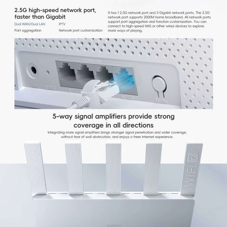 Xiaomi Router BE5000 WiFi 7 MLO 2.4GHz 5.0GHz Dual Band 2.5G Port 512MB RAM Repeater, US Plug, BE5000 – Durable Build, Easy to Use