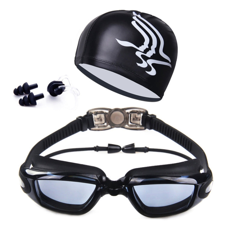 High-definition Waterproof Fogproof Swimming Goggles with Swimming Cap, Swimming Goggles with Cap (Black), Swimming Goggles with Cap (Pink), Swimming Goggles with Cap (Blue) Swimming Goggles with Cap (Black) WS0014B