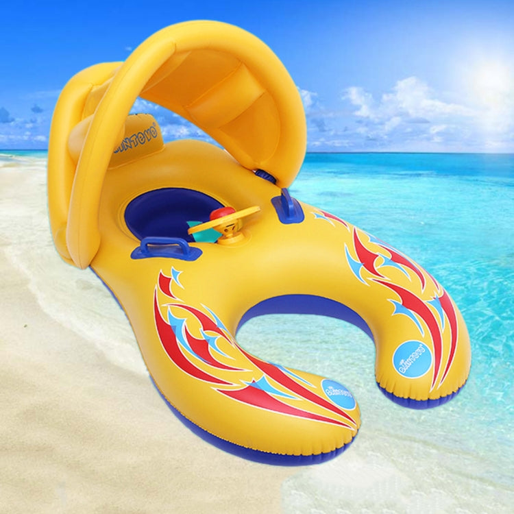 Water Fun Children Sunshade Swimming Circle Yacht, Size: 100x70cm, Yellow Pattern, Blue Marine Fish Pattern, Beige Marine Fish Pattern Yellow Pattern WS3528A