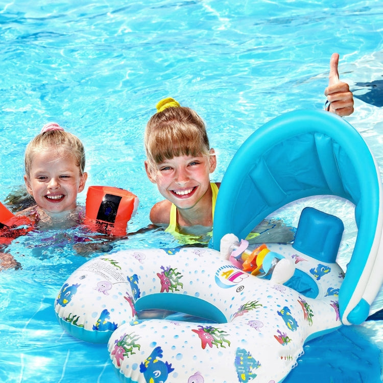 Water Fun Children Sunshade Swimming Circle Yacht, Size: 100x70cm, Yellow Pattern, Blue Marine Fish Pattern, Beige Marine Fish Pattern – Durable Build, Easy to Use Beige Marine Fish Pattern WS3528C