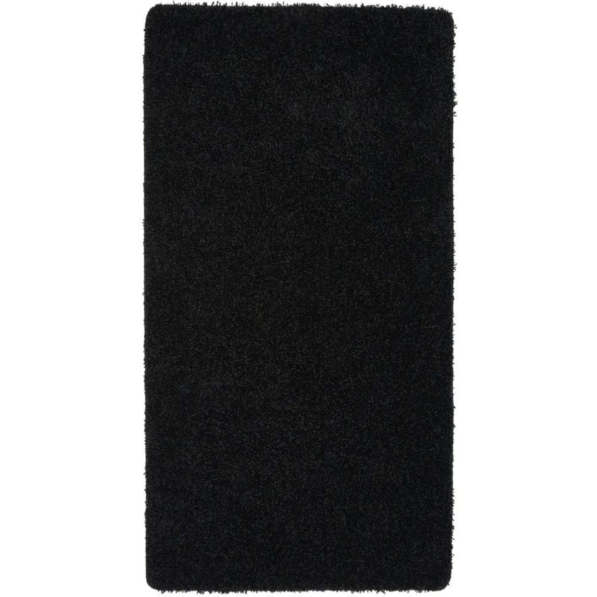 Washable Black Shaggy Rug 67X300 cm