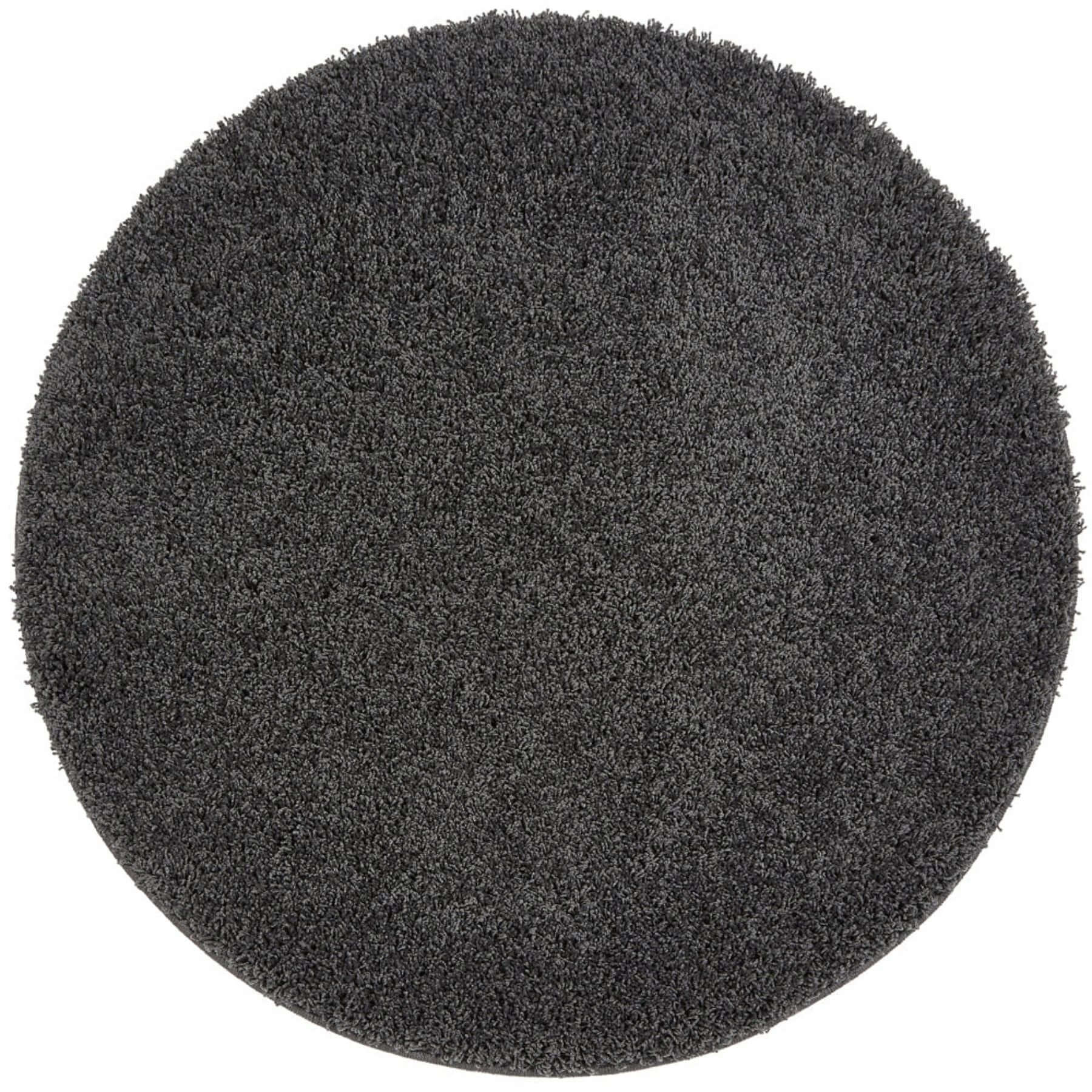 Washable Charcoal Shaggy Rug Ø 100 cm