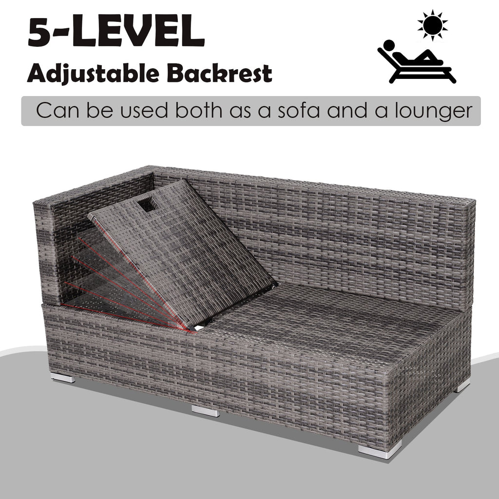 Rattan Garden Sofa Set Storage Table Wicker Patio Lounger 4-Seater Grey